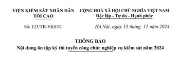 Thông báo Nội dung ôn tập kỳ thi tuyển công chức nghiệp vụ kiểm sát năm 2024